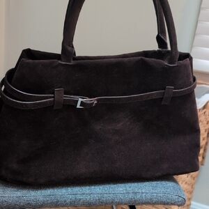 Amazon Dark Brown Suede Satchel Handbag